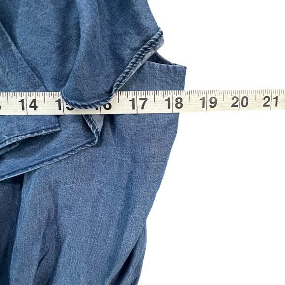 H by Halston Off Shoulder Dress XL Blue Denim Chambray Ruffle Classic Coastal - Picture 7 of 12